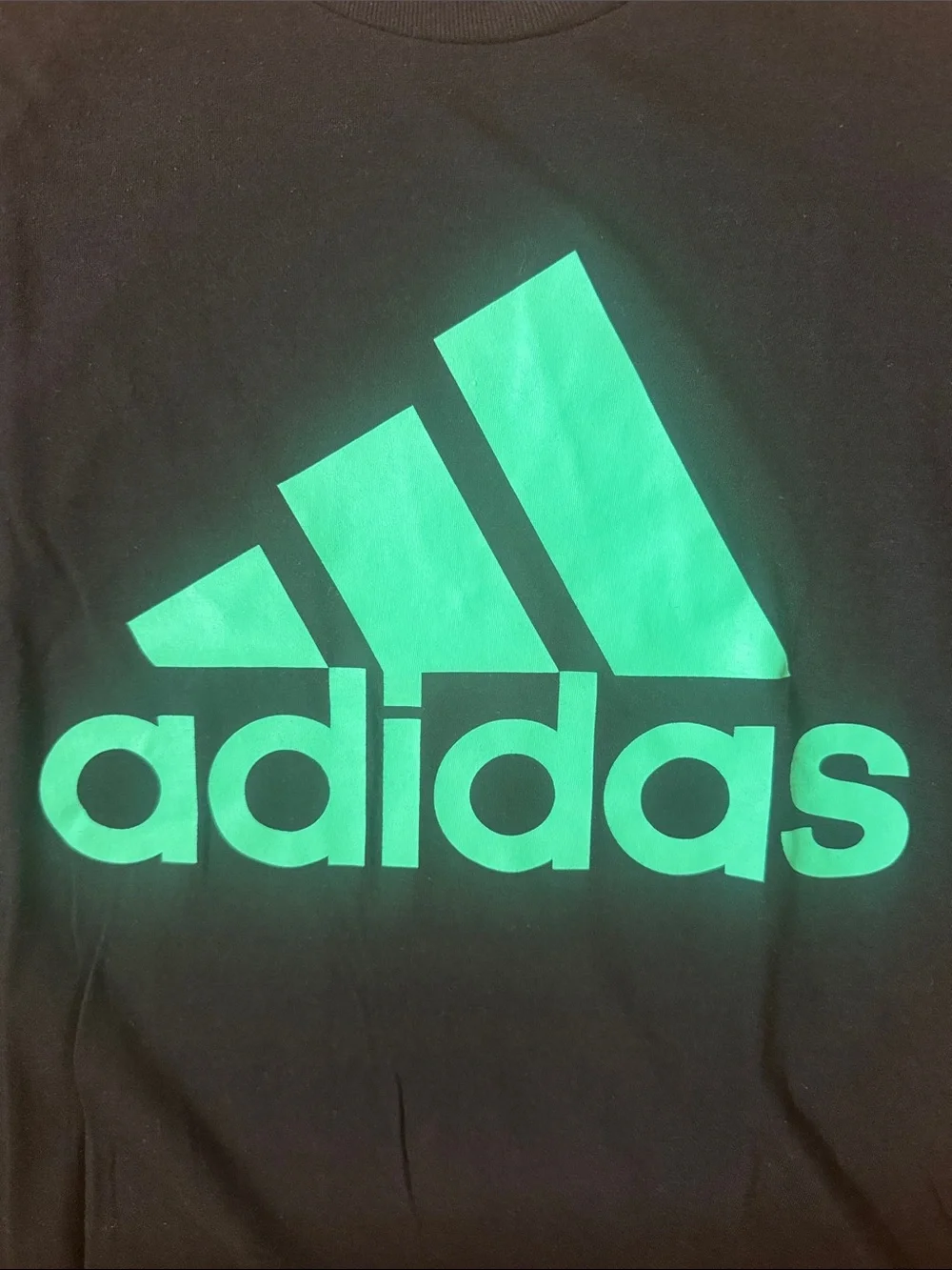 adidas “The Go To” Climalite Black Tee with mint green bold Logo men’s L